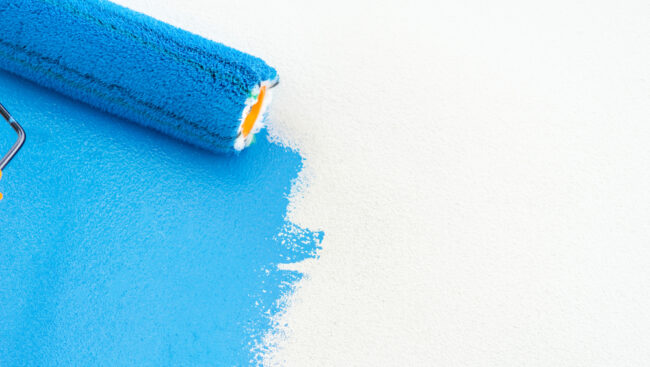 Exterior-house-painting-service-blue-roller-on-white-background
